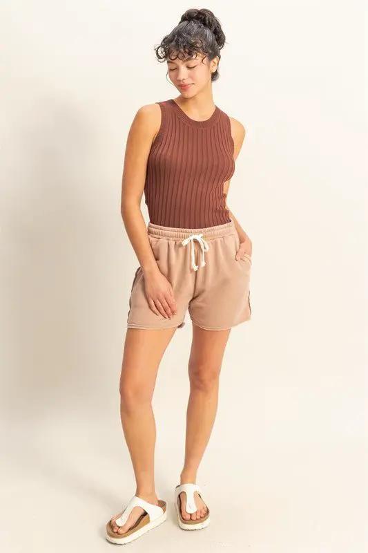HYFVE Stretchy Ribbed Round Neck Sweater Tank by Trendsi