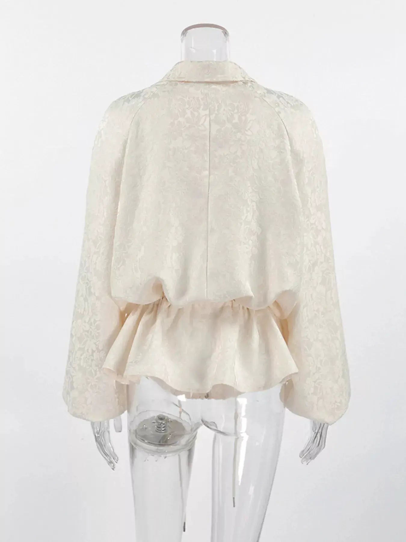 Jacquard Bomber Jacket with Drawstring Waist by Trendsi