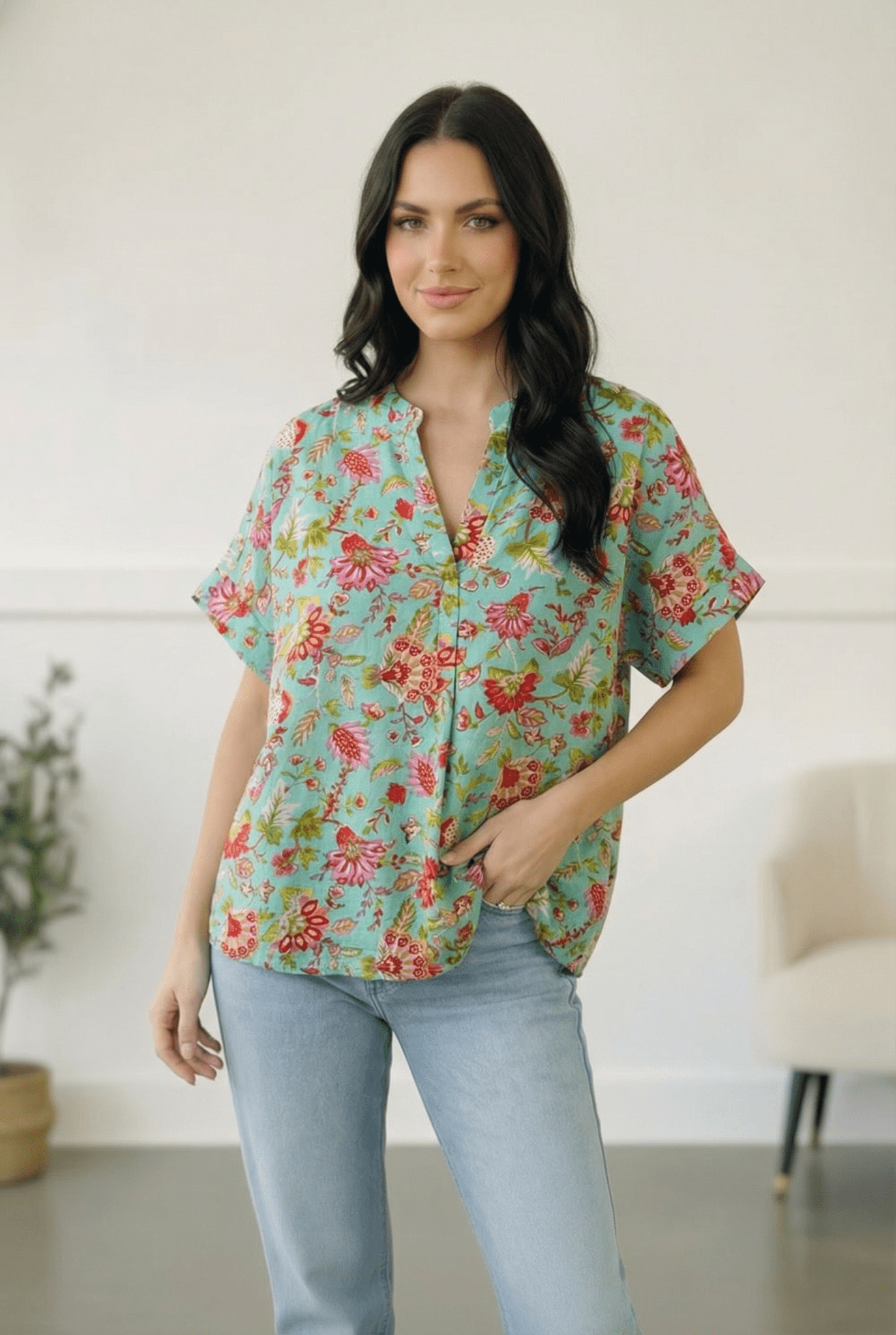 Jade Garden Easy Does it Blouse - Bitsy Gypsy Boutique