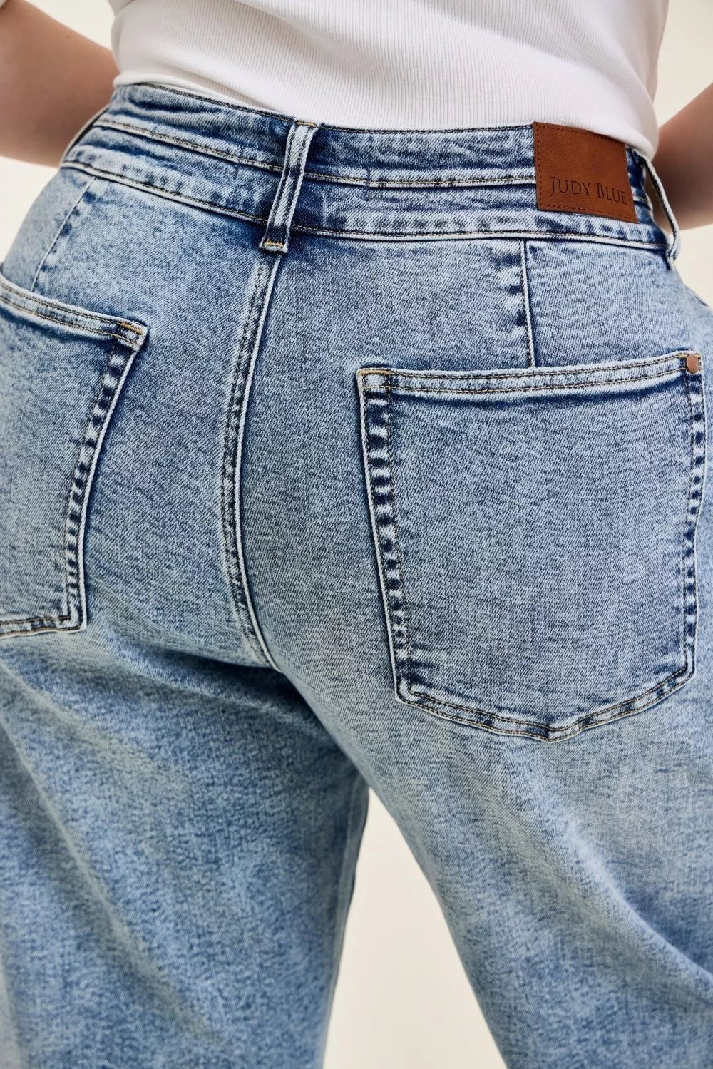 Judy Blue Full Size High Waist Marlow Arc Leg Jeans with Double Waistband Plus Size - Bitsy Gypsy Boutique
