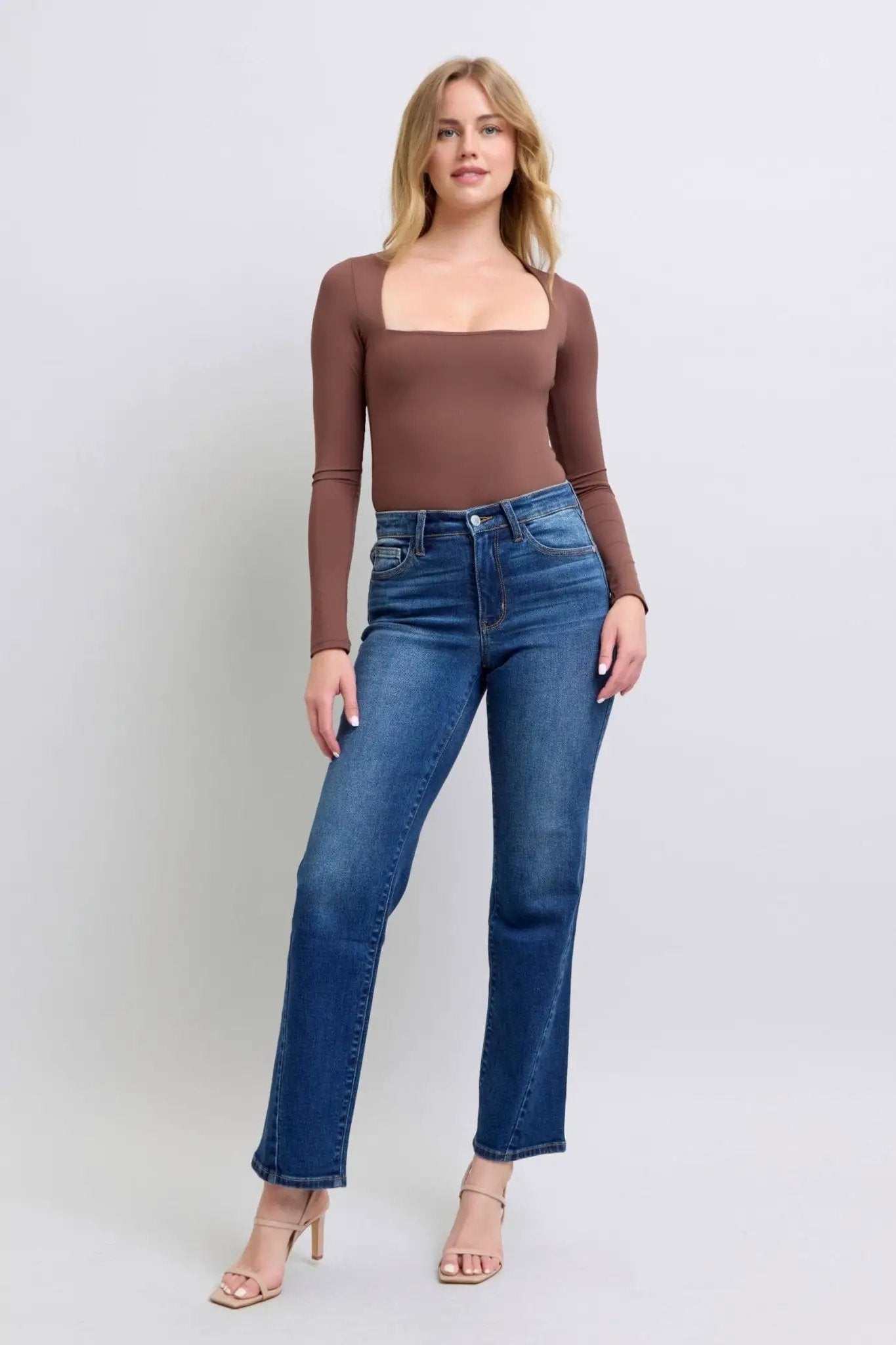 Judy Blue Full Size Side Seam Detail Straight Jeans with Pockets by Trendsi