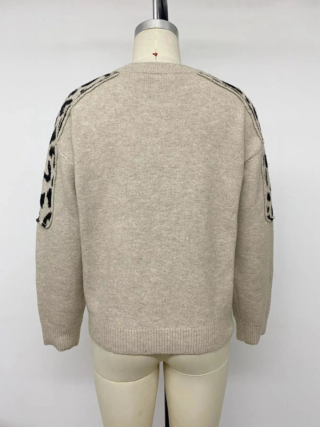 Leopard Round Neck Sweater by Trendsi