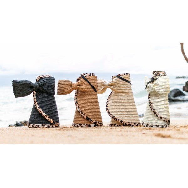 Leopard Trim Foldable Bow Visors - Bitsy Gypsy Boutique