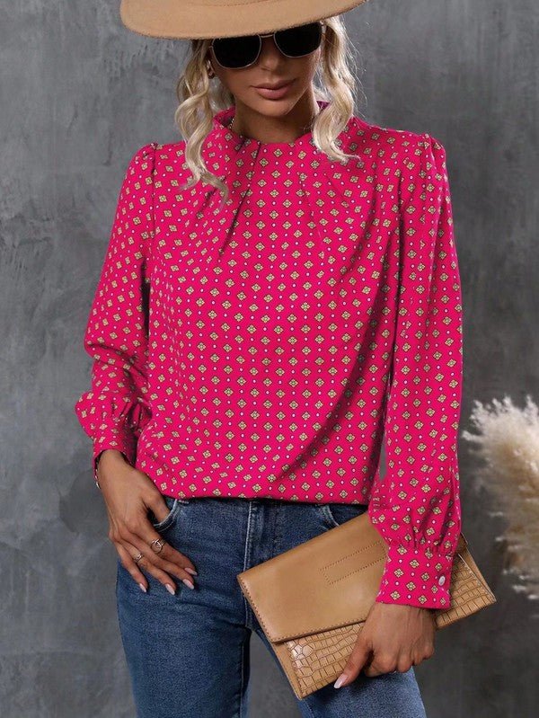Long sleeve mock neck blouse - Bitsy Gypsy Boutique