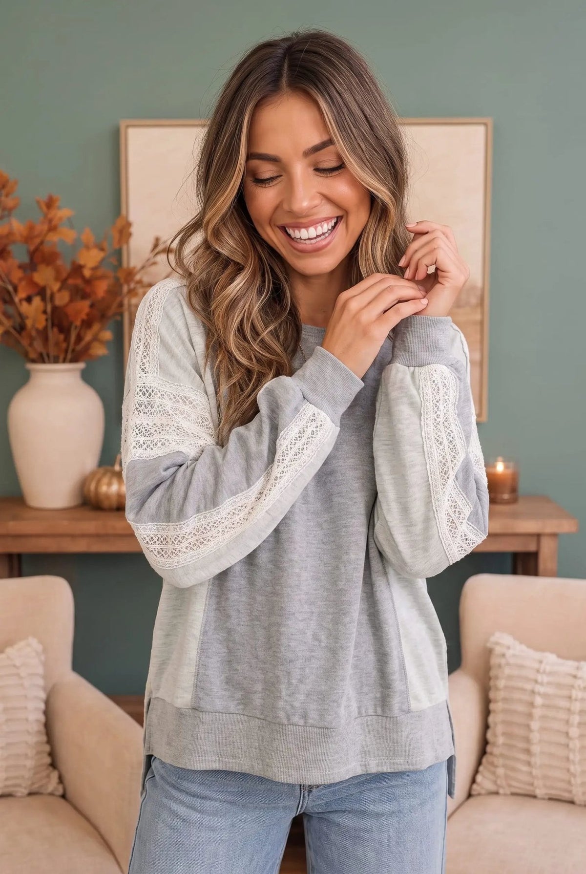 Lounging in Lace Grey Set - Bitsy Gypsy Boutique