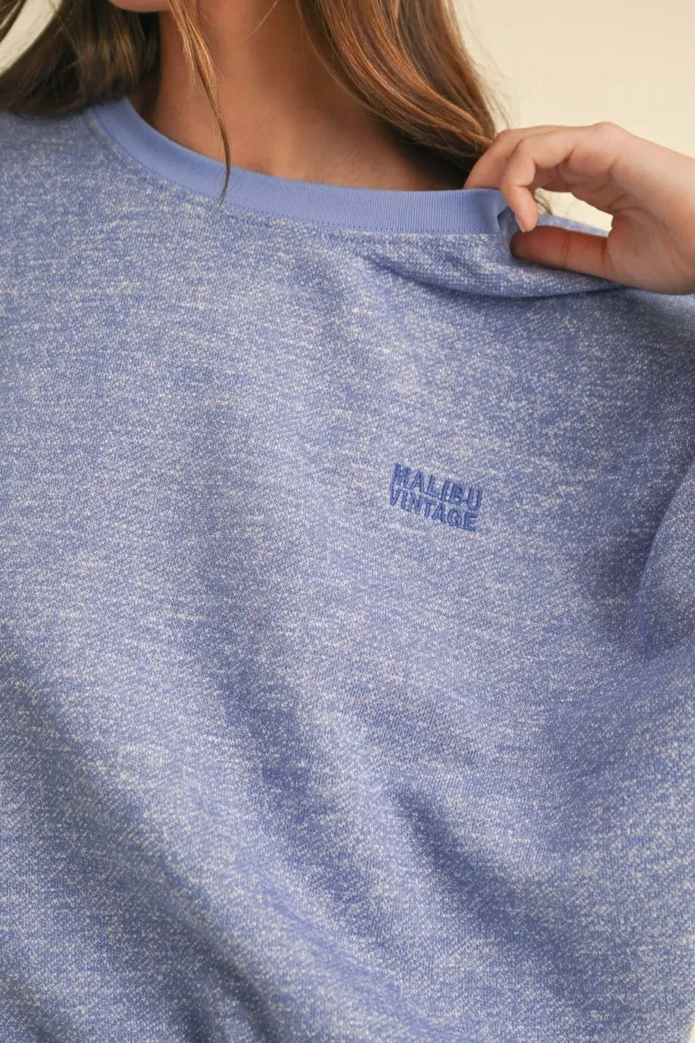 Mable Round Neck Letter Embroidery Crop Sweatshirt by Trendsi