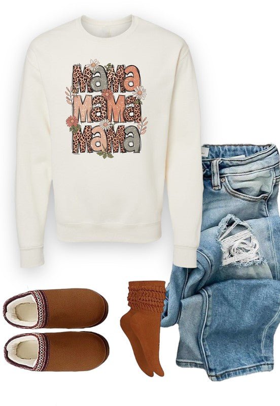 Mama Stacked Floral Graphic Sweatshirt - Bitsy Gypsy Boutique