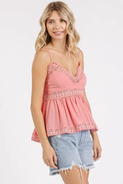 Mittoshop Crisscross Back Lace Detail V-Neck Cami by Trendsi