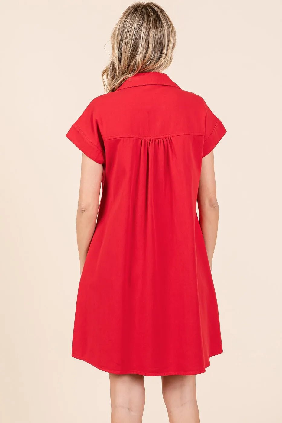 Mittoshop Twill Short Sleeve Collared Mini Dress - Bitsy Gypsy Boutique