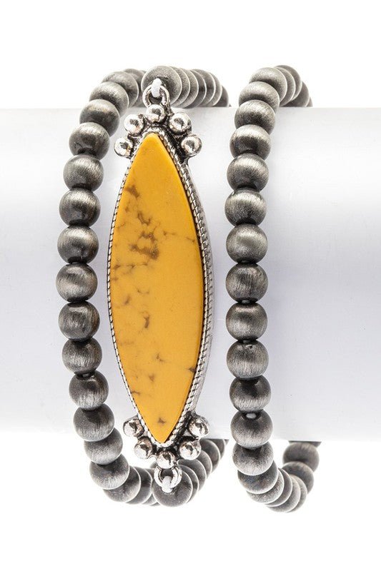 Navajo Beads Stone Stretch Bracelet Set - Bitsy Gypsy Boutique