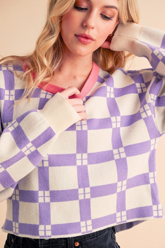 Pam Plaid Sweater - Bitsy Gypsy Boutique