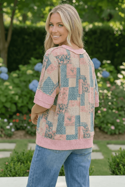 Patchwork Dreams Short Sleeve Top - Bitsy Gypsy Boutique