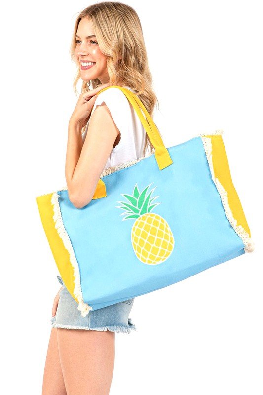 Pineapple Fringe Oversize Fashion Tote - Bitsy Gypsy Boutique