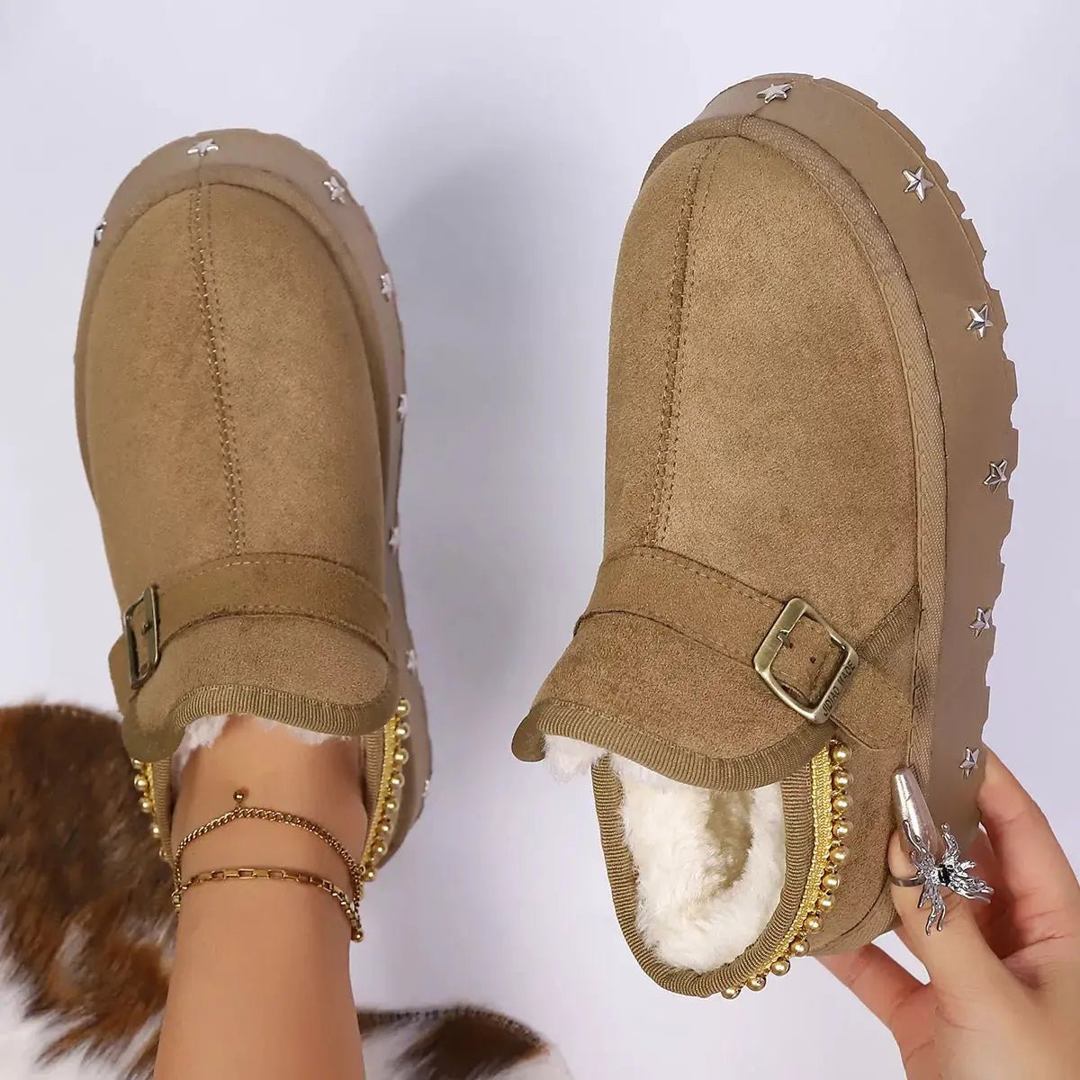 Platform Faux Fur Lined Ankle Boots - Bitsy Gypsy Boutique