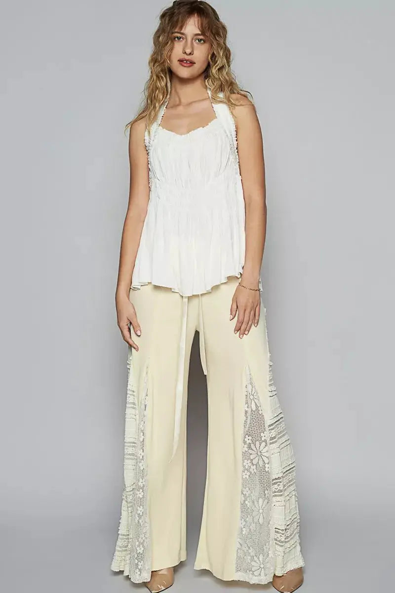 POL Backless Halter Sleeveless Top with Smocking Shirring Detail by Trendsi