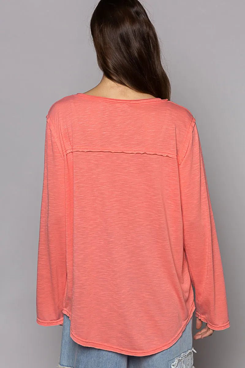 POL Chest Pocket Long Sleeve T-Shirt - Bitsy Gypsy Boutique