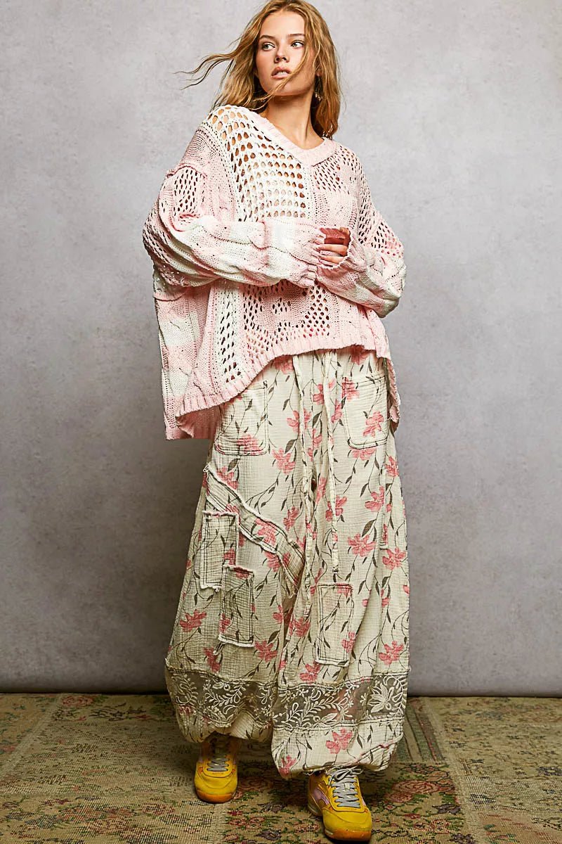 POL Color - Blocked Stripe Pattern Knit Top with Twisted Weave - Bitsy Gypsy Boutique