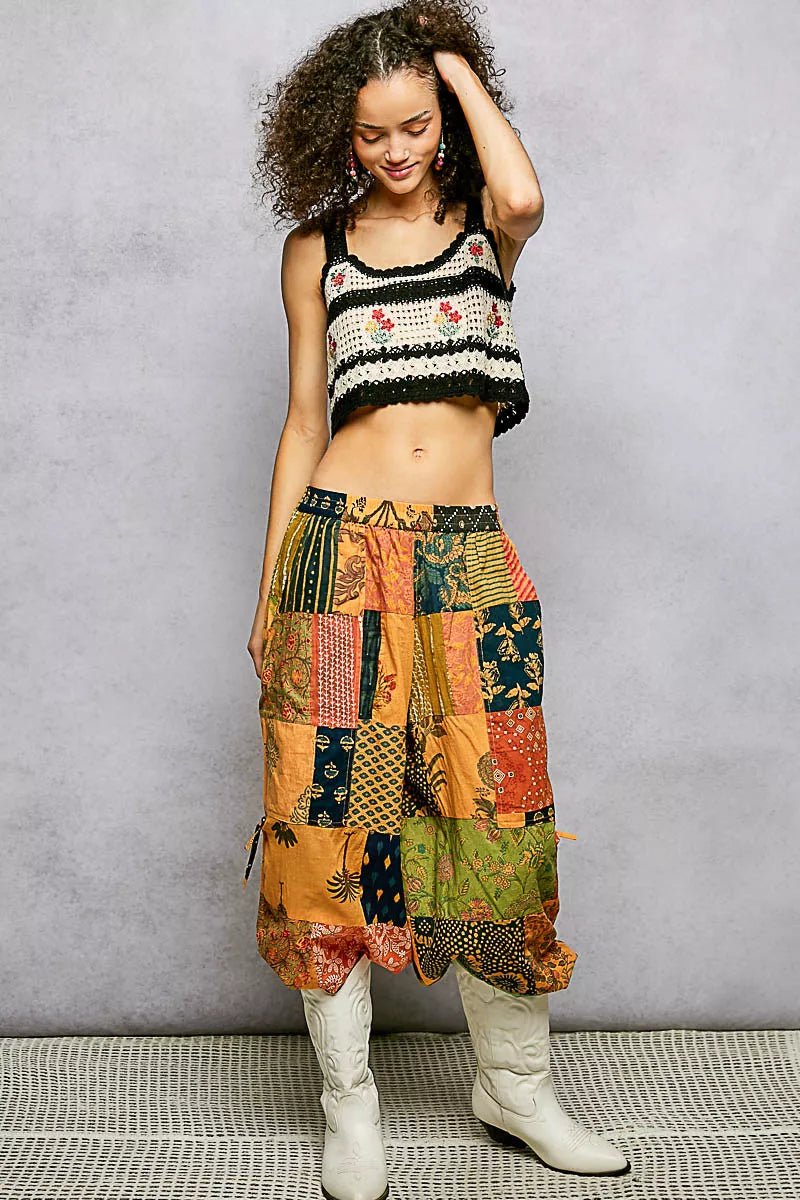 POL Floral Embroidered Cropped Crochet Cami with Scalloped Hem - Bitsy Gypsy Boutique