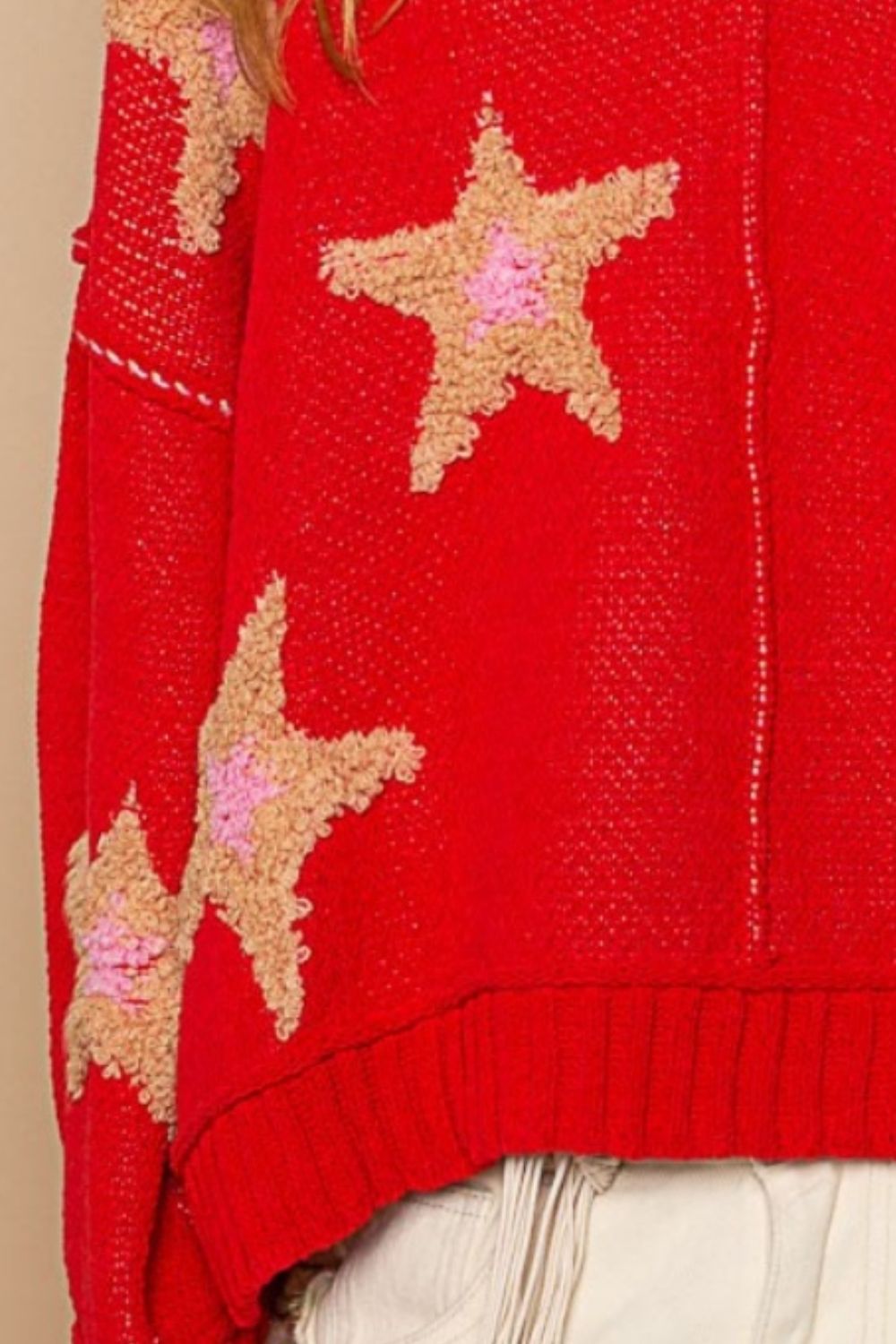 POL Long Sleeve Star Patch Sweater - Bitsy Gypsy Boutique