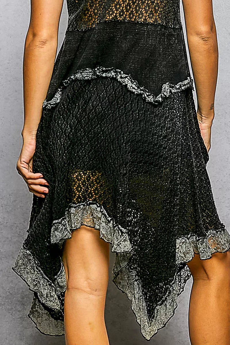 POL Texture Lace Ruffled Sleeveless Dress - Bitsy Gypsy Boutique