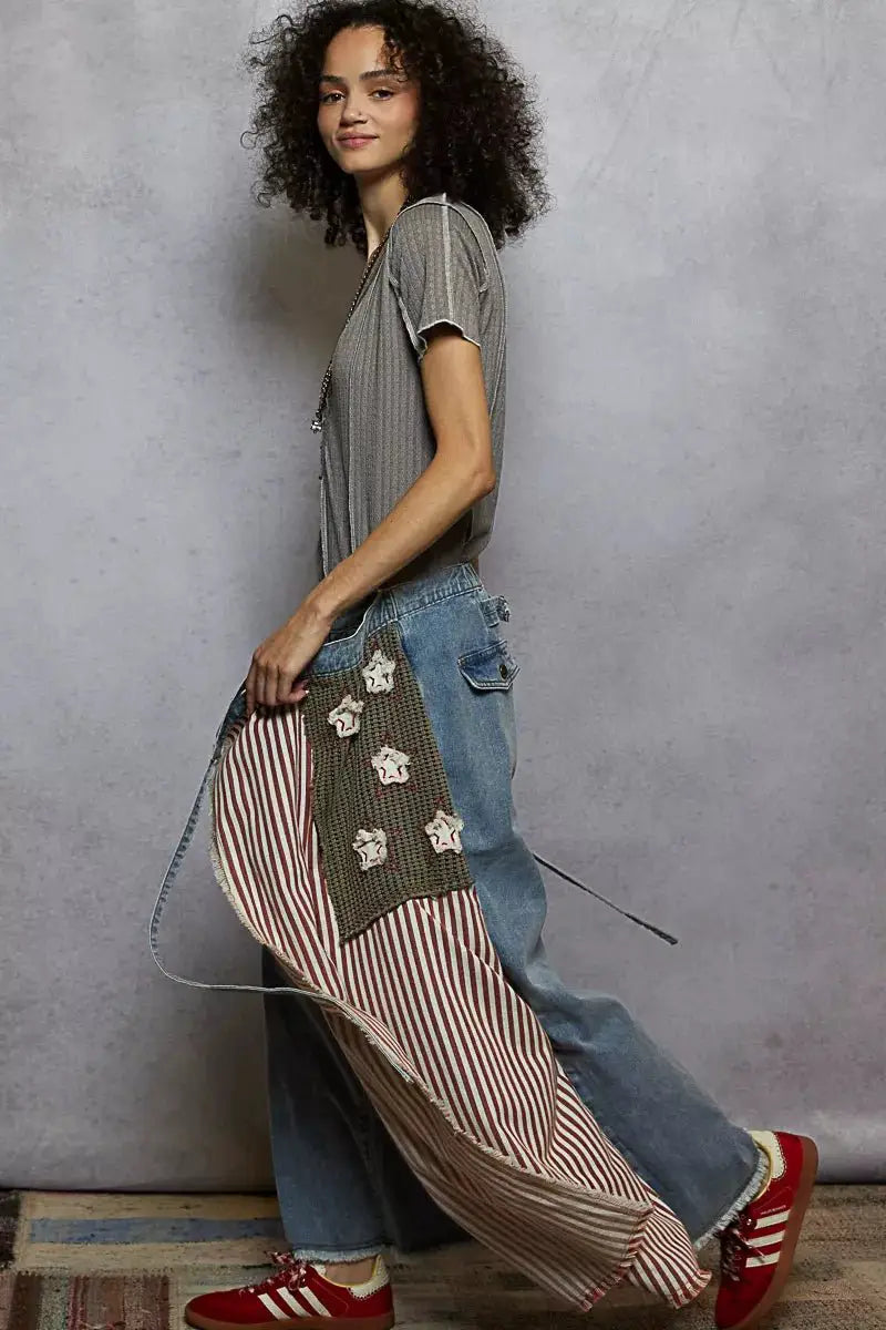 POL V-Neck Short Sleeve Top with Stitch Seam Detail by Trendsi