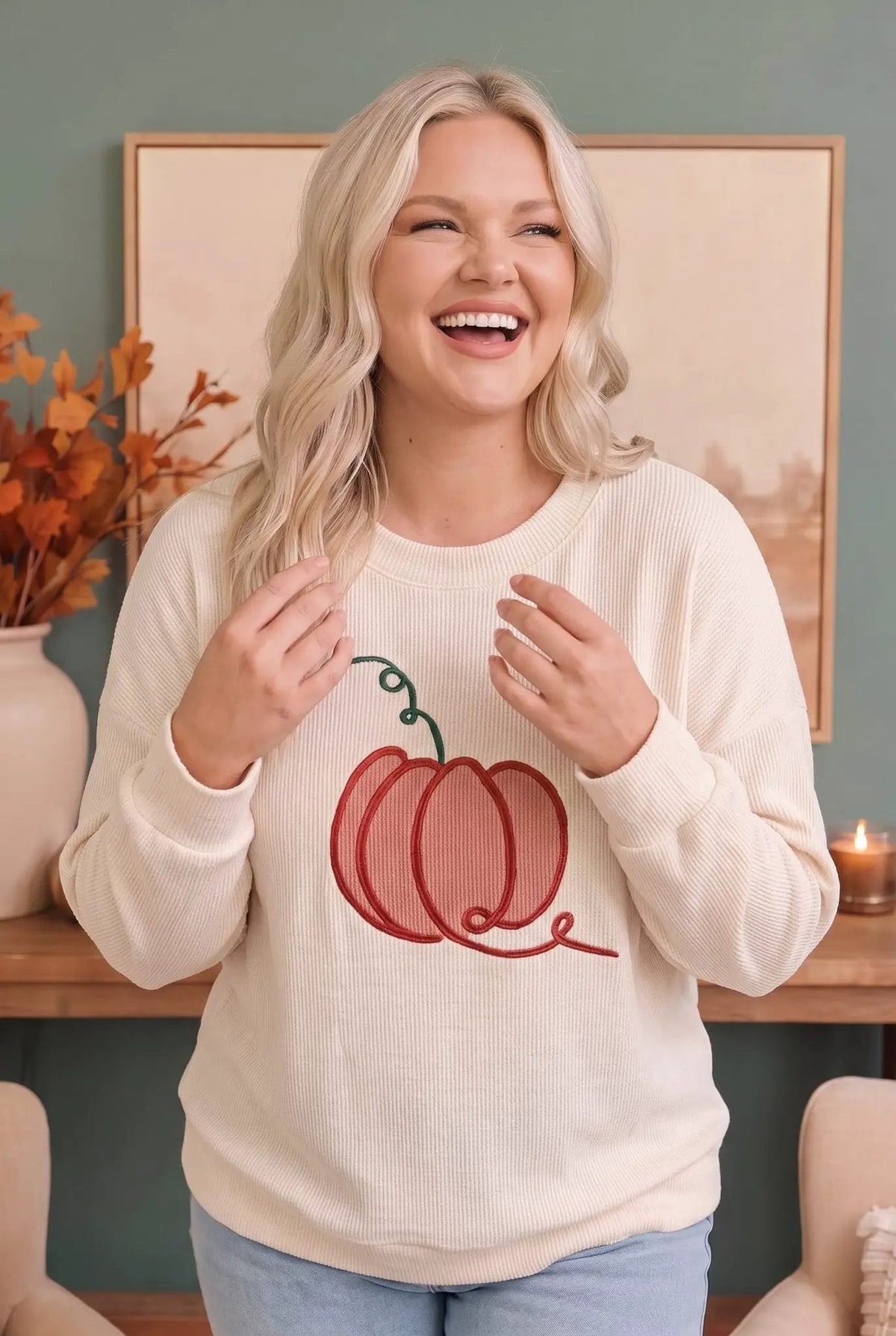 Pumpkin Patch Corded Sweatshirt by Haptics