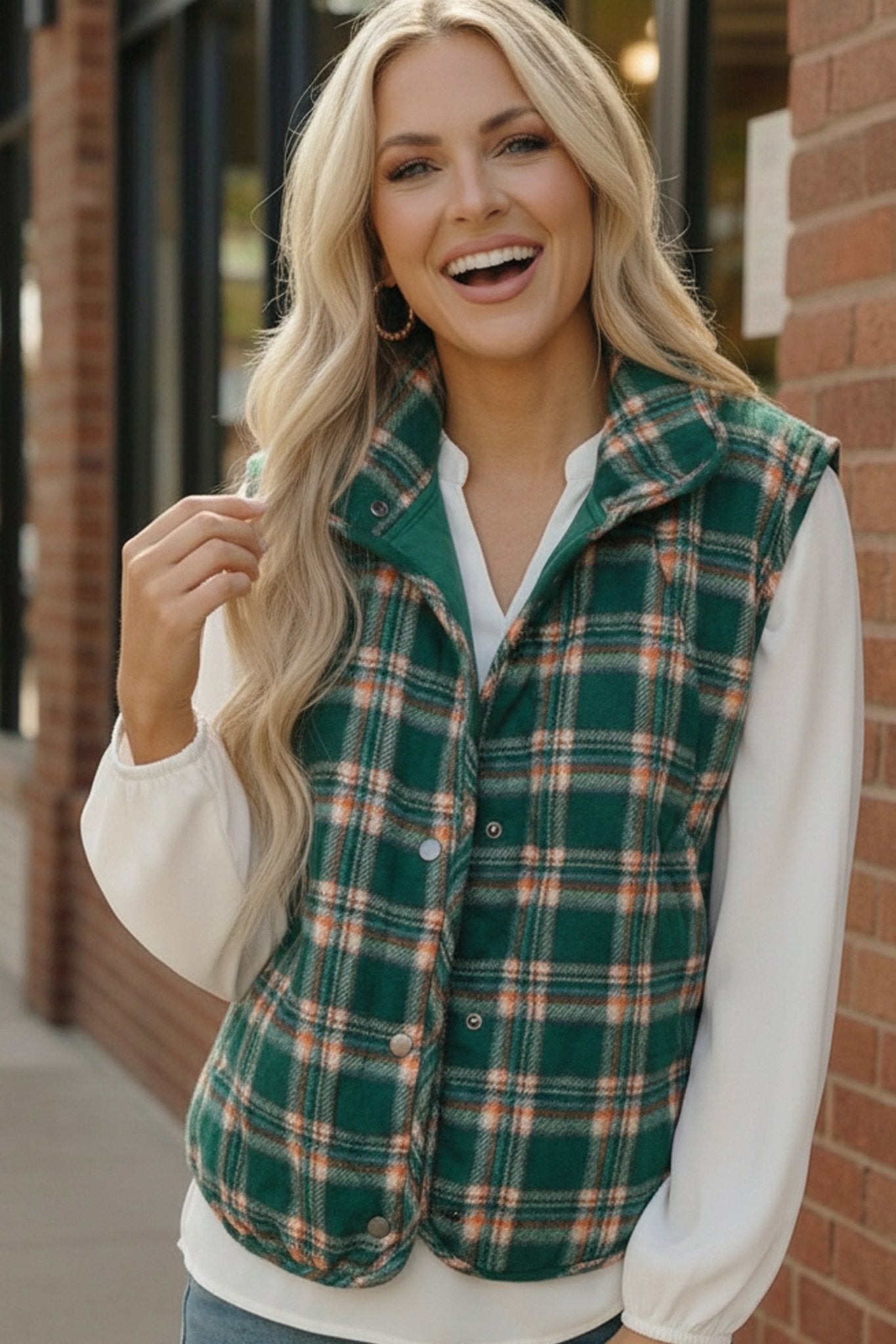 Put Together Evergreen Plaid Quilted Puffer Vest - Bitsy Gypsy Boutique
