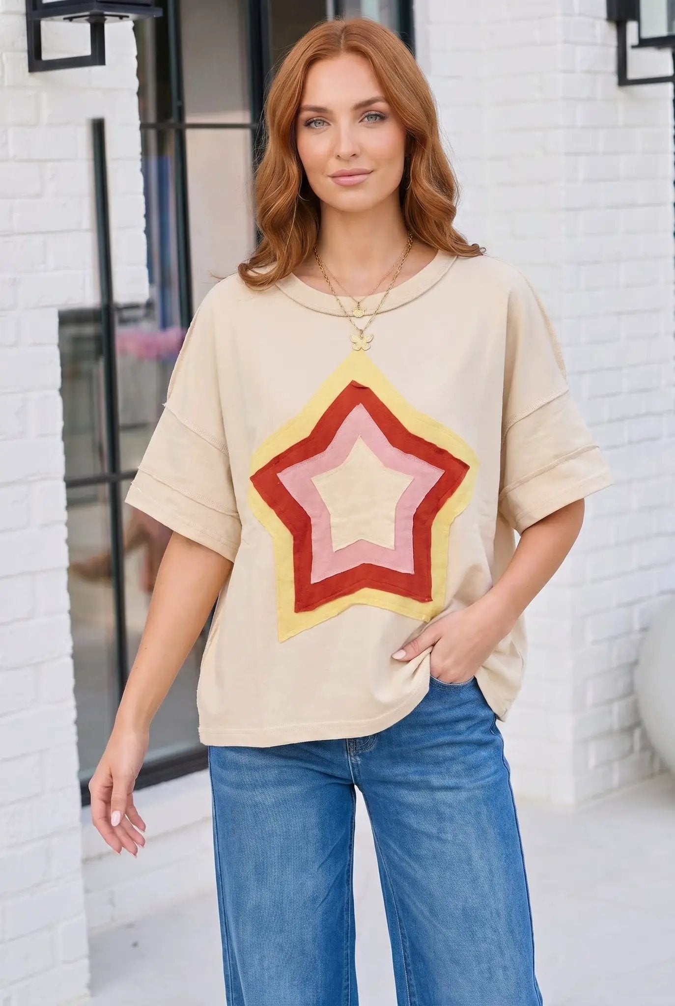 Retro Rainbow Star Oversized Tee by Haptics