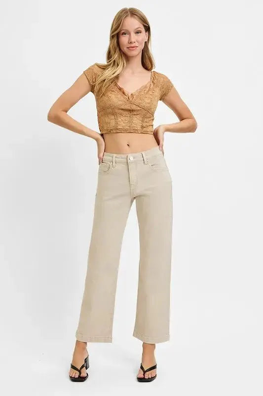 RISEN Full Size Tummy Control Mid Rise Ankle Straight Jeans Plus Size by Trendsi