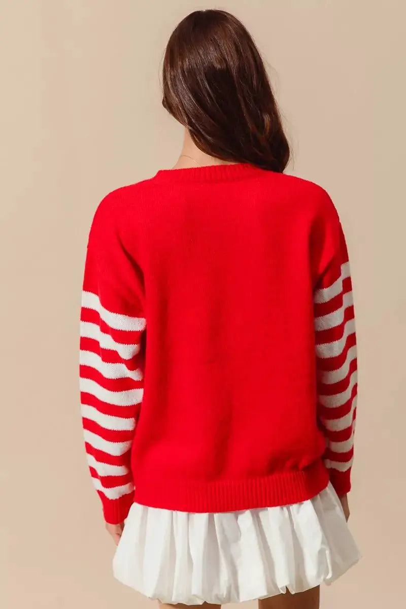 SO ME Christmas Snowflake Crochet Embellished Sweater by Trendsi