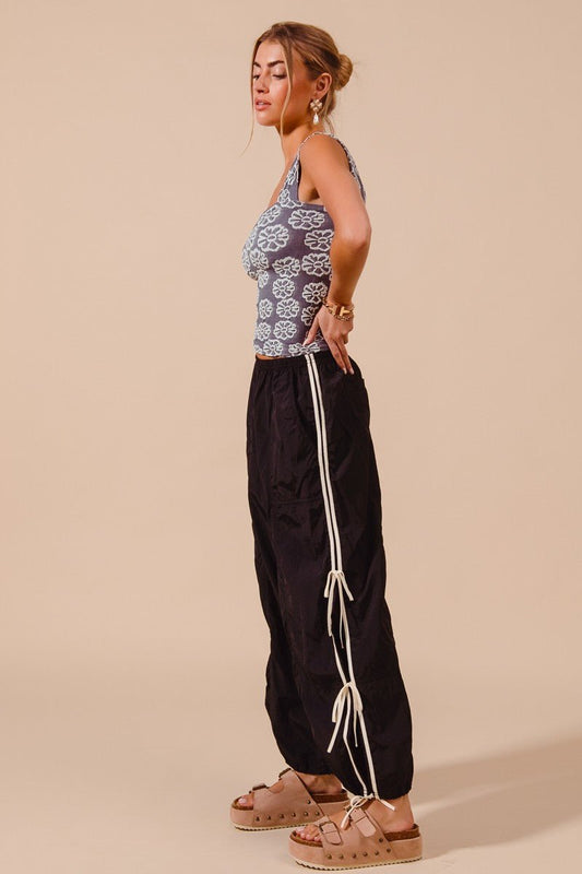 SO ME Loose Fit Jogger Pants With Double Lined Side Detail - Bitsy Gypsy Boutique