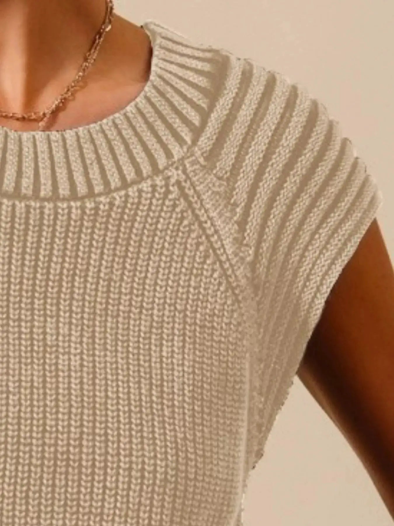 SO ME Mineral Washed Raglan Sleeveless Sweater Top by Trendsi
