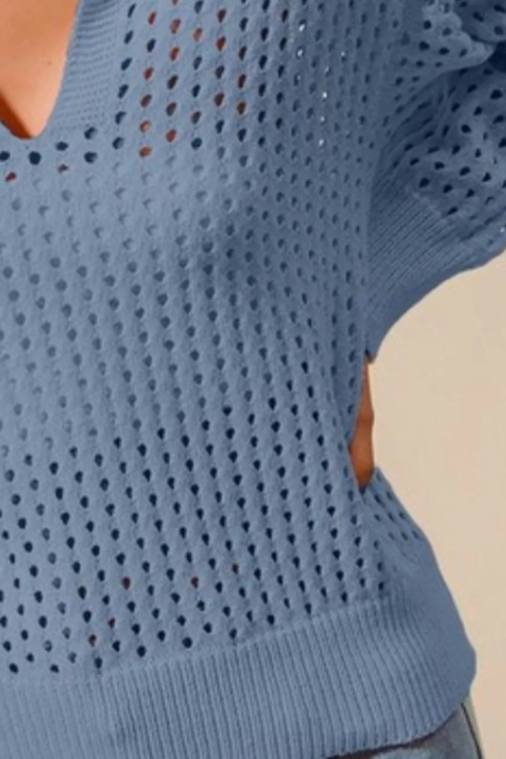 SO ME Open Knit Polo Sweater Top - Bitsy Gypsy Boutique