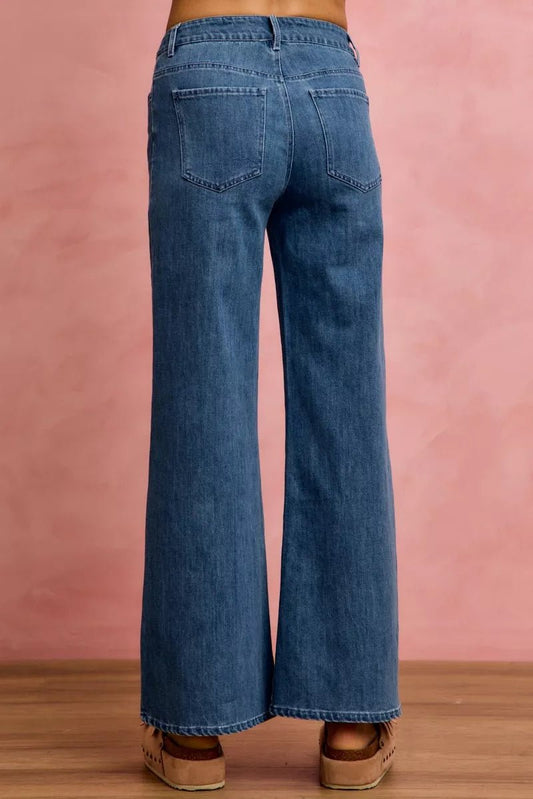 SO ME Seam Detail Mid Rise Stretch Denim Jeans - Bitsy Gypsy Boutique