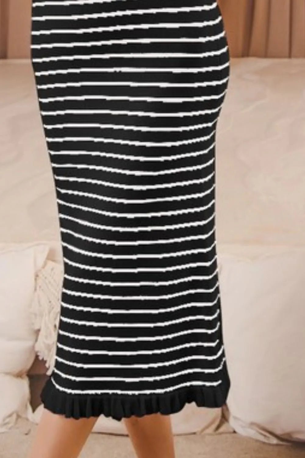 SO ME Stripe Sleeveless Sweater Knit Maxi Dress With Ruffled Hem - Bitsy Gypsy Boutique