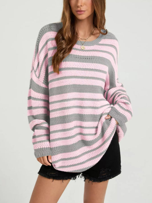 Striped Drop Shoulder Sweater - Bitsy Gypsy Boutique