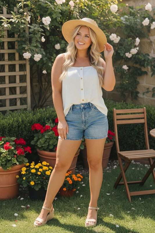 Sunny Days Ribbed Button Tank - Bitsy Gypsy Boutique