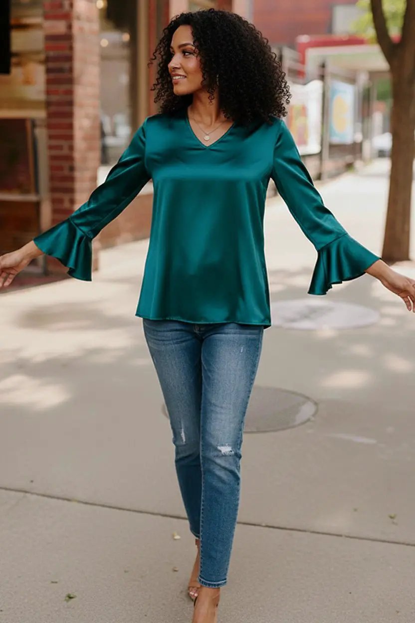 Teal Temptation Silk Blouse by Haptics
