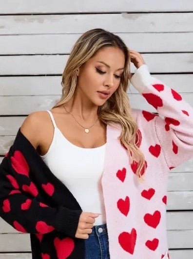 Two Tone Heart Cardigan - Bitsy Gypsy Boutique