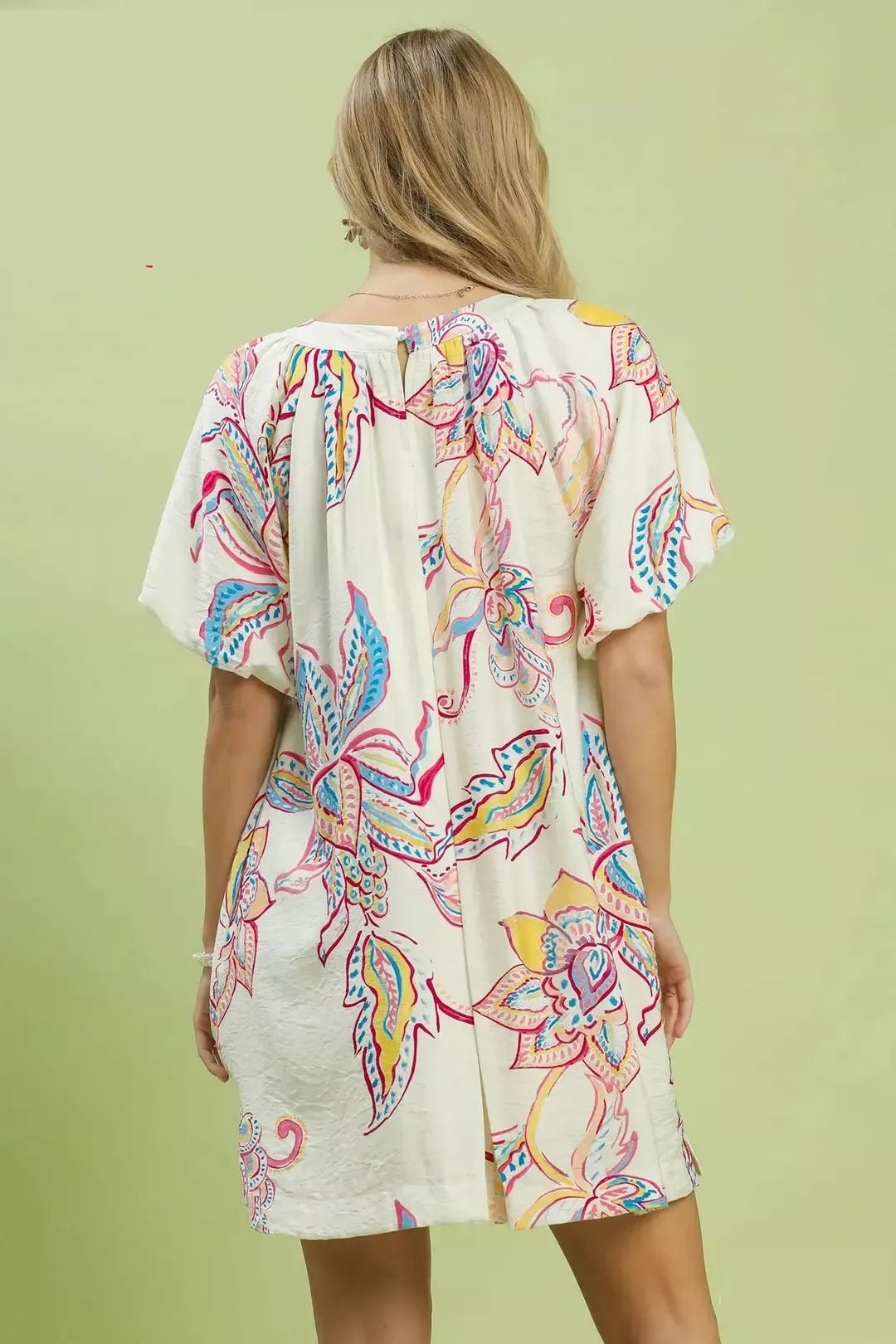 Umgee Boho Floral Print Mini Dress with Pockets - Bitsy Gypsy Boutique