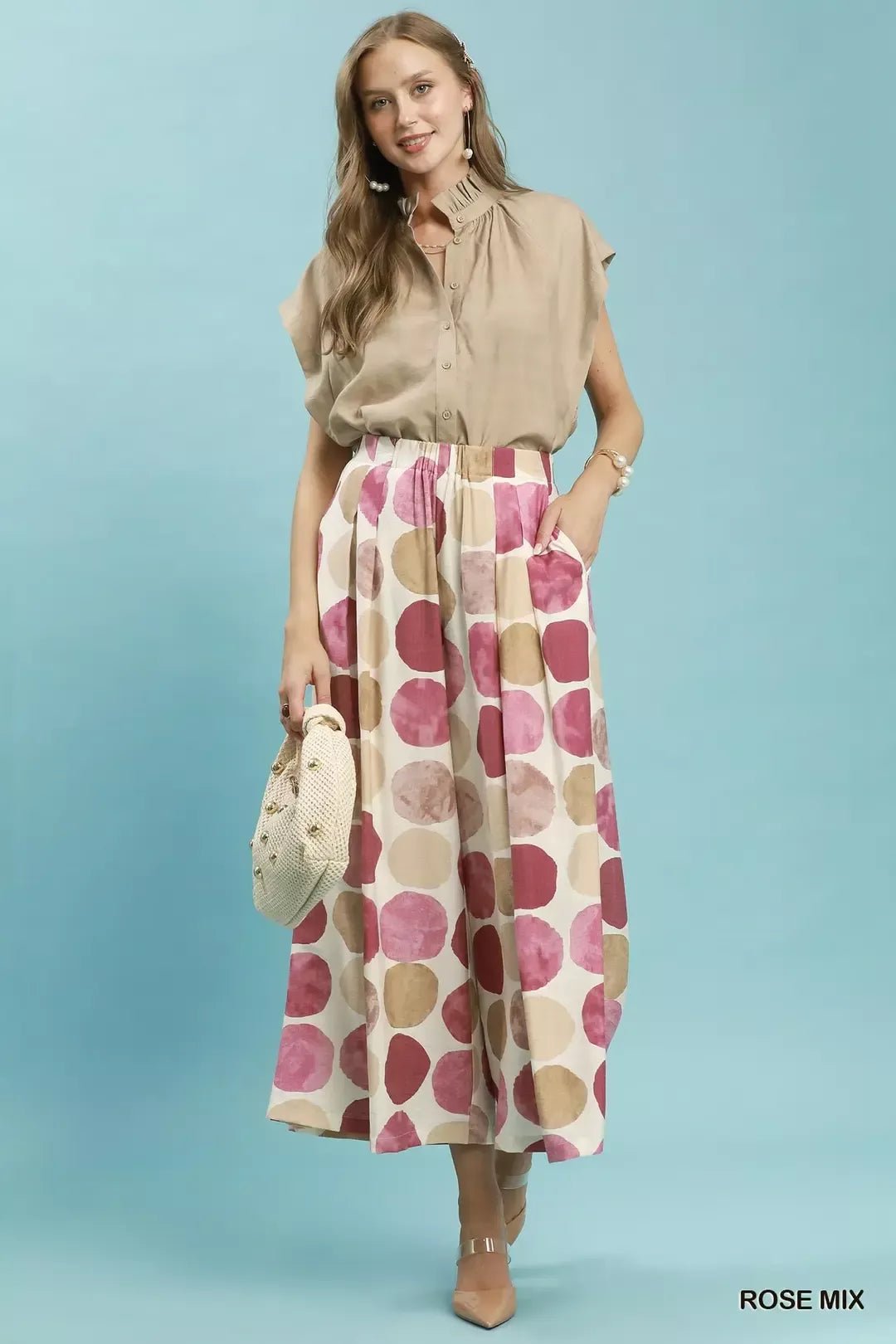 Umgee Dot Print Wide Leg Pants - Bitsy Gypsy Boutique