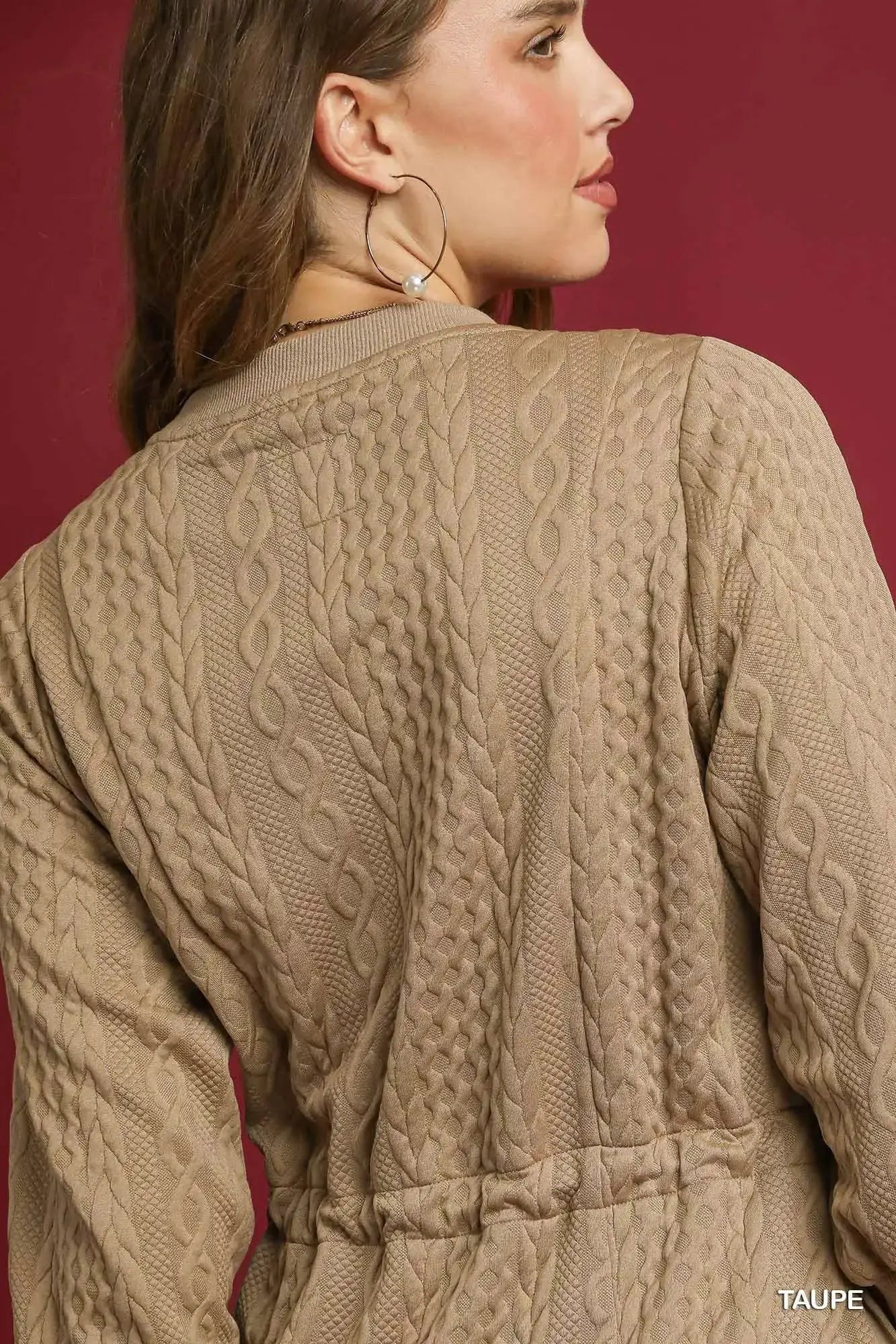 Umgee Drawstring Cable Knit Mini Dress with Pockets by Trendsi