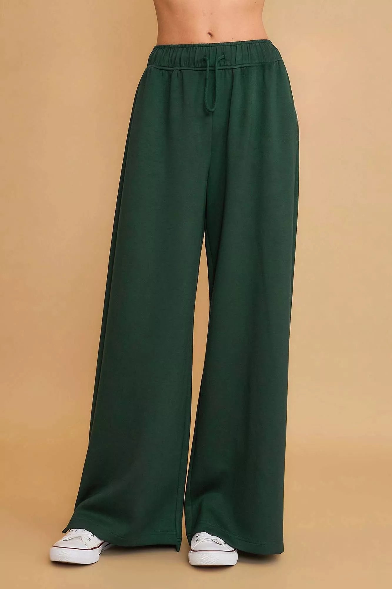 Umgee Elastic Drawstring Waistband Wide Leg Pants - Bitsy Gypsy Boutique