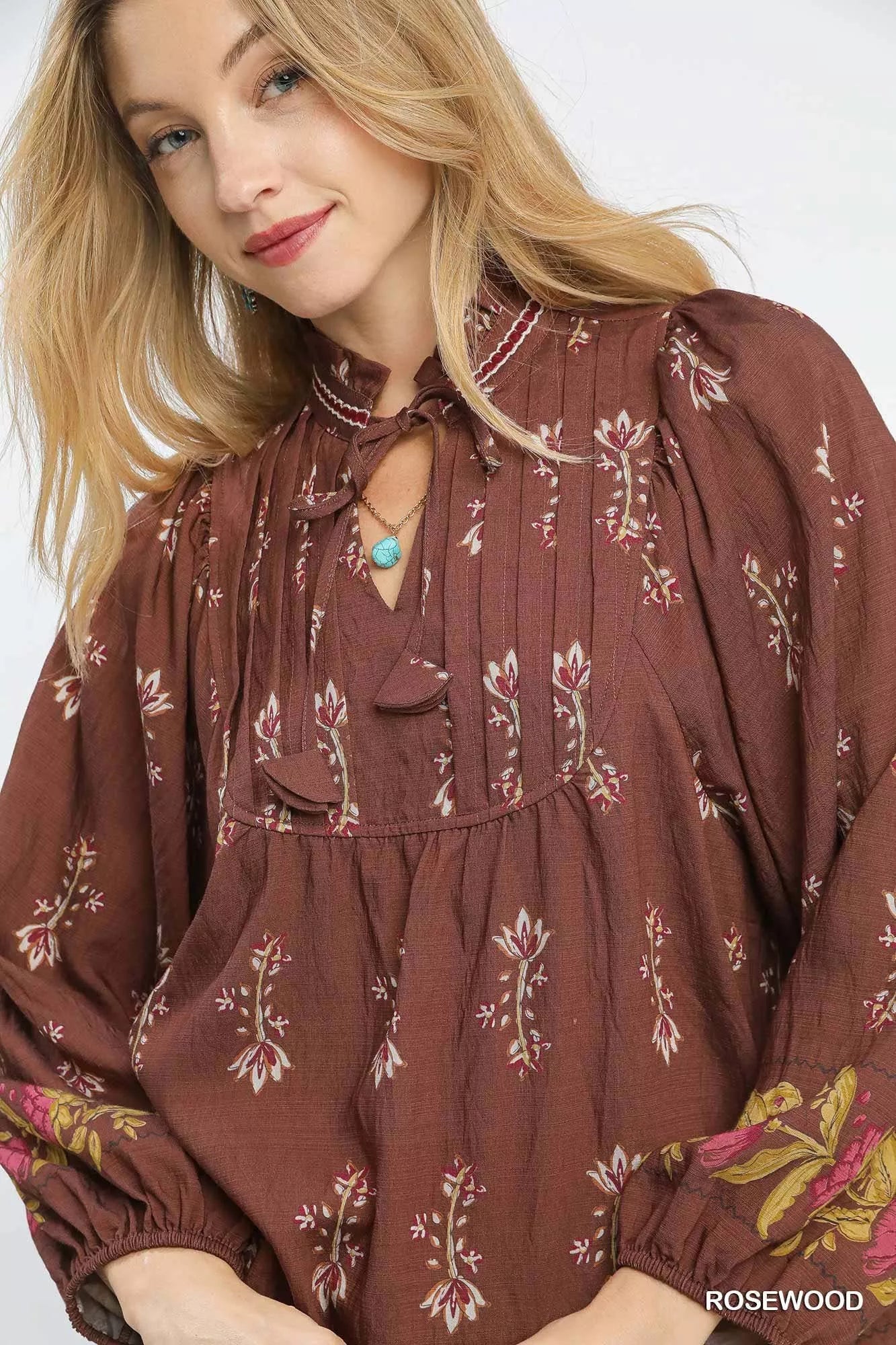 Umgee Floral Boho Peasant Blouse - Bitsy Gypsy Boutique