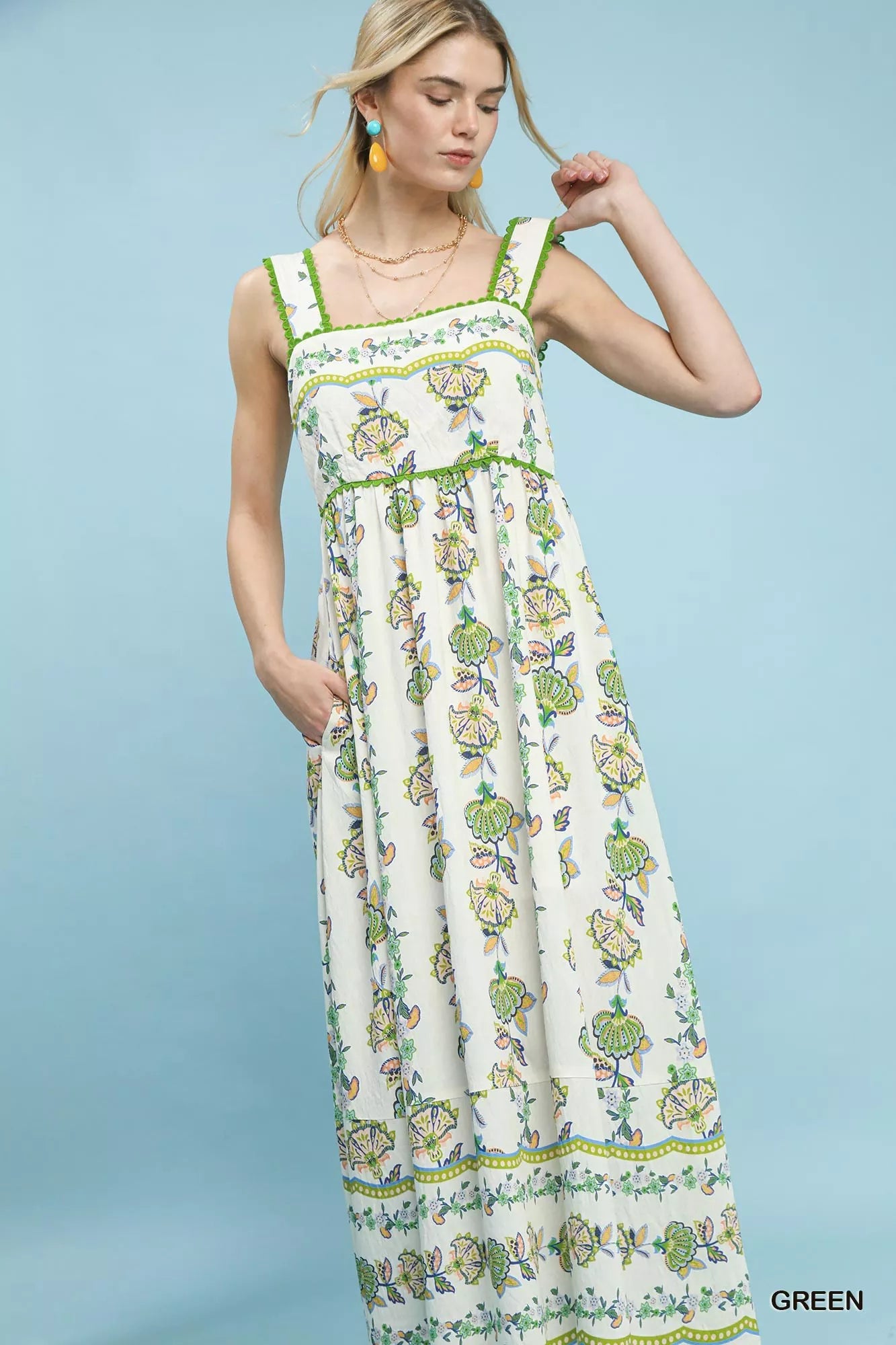 Umgee Floral Print Tiered Midi Dress - Bitsy Gypsy Boutique
