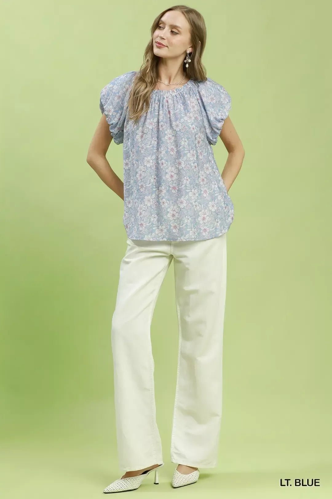 Umgee Floral Puff Sleeve Blouse - Bitsy Gypsy Boutique