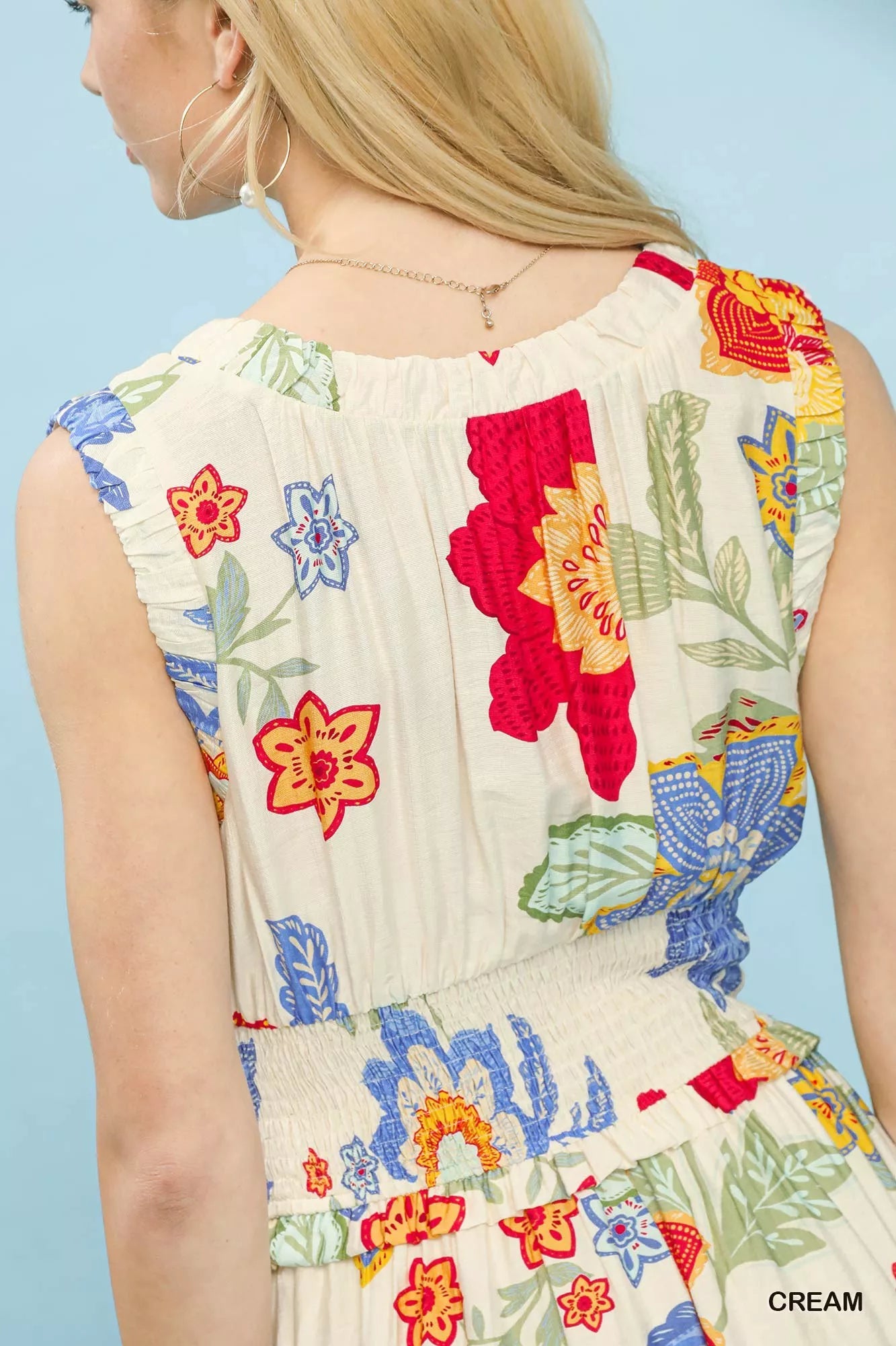 Umgee Floral Smocked Midi Dress - Bitsy Gypsy Boutique