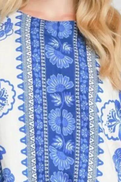 Umgee Full Size Floral Border Print Oversized Top by Trendsi