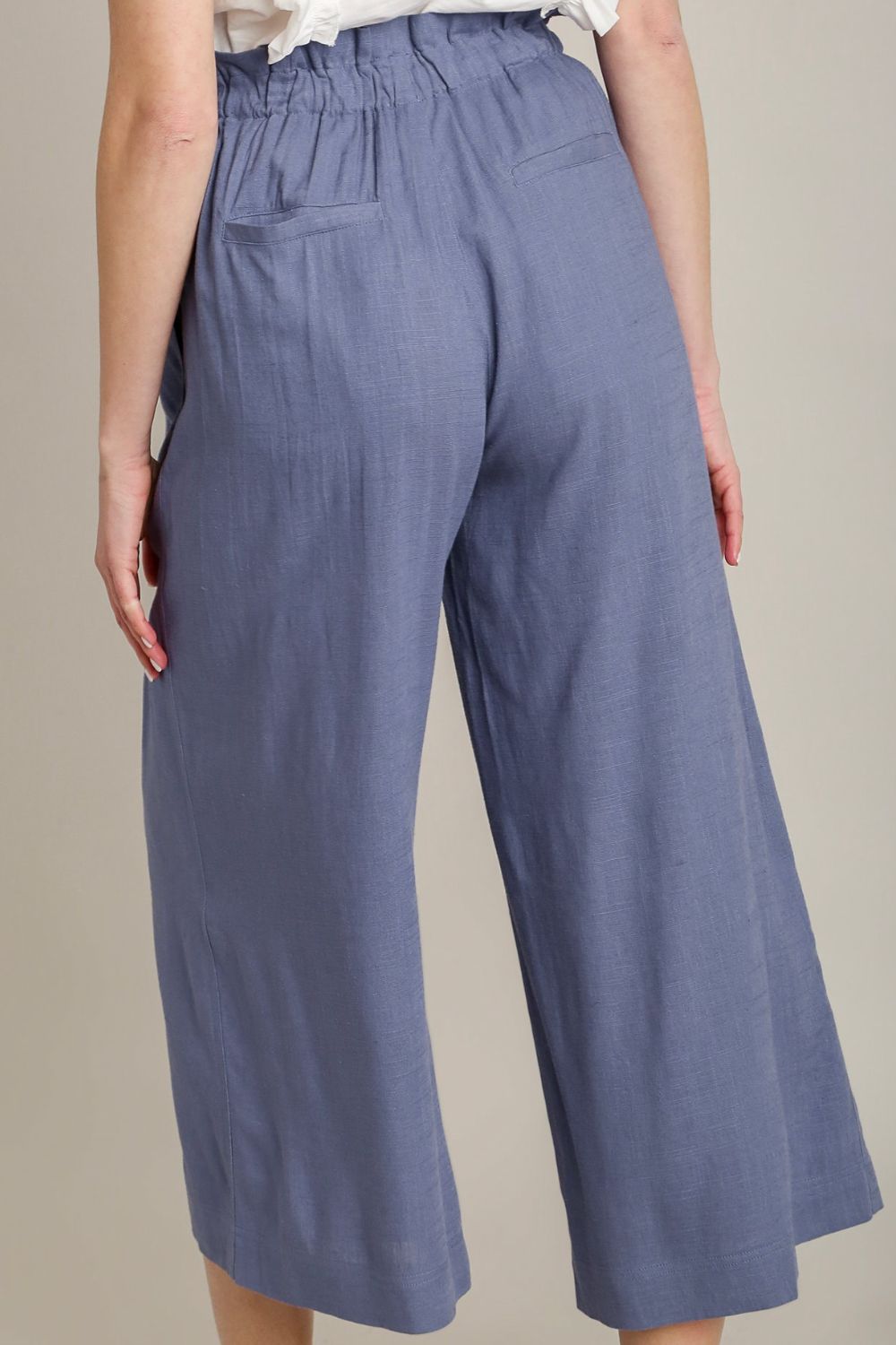 Umgee Full Size Linen Wide Fit Pants with Drawstring - Bitsy Gypsy Boutique