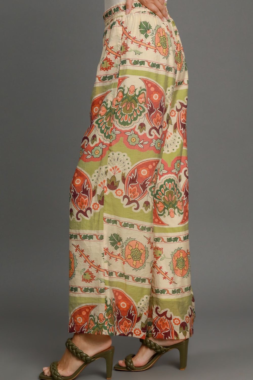 Umgee Full Size Wide Leg Border Print Pants - Bitsy Gypsy Boutique